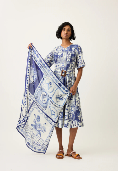 Nancybird : Silk Scarf – Lyon Tile