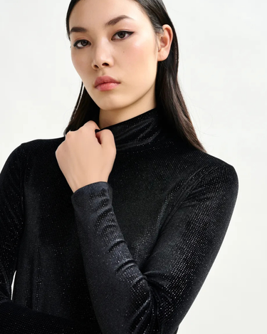 Essential Antwerp : Indienne Velvet Jersey Top - Black