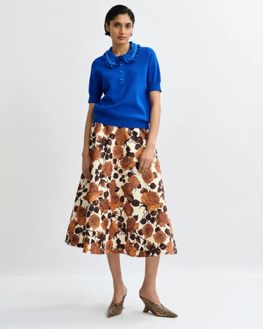 Essentiel Antwerp : Jewerlry Embroidered Knit Polo - Blue Ruffle