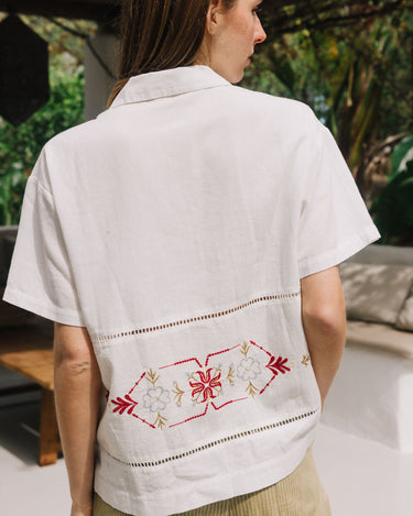Indi & Cold : Embroidered Panel Shirt - Cream
