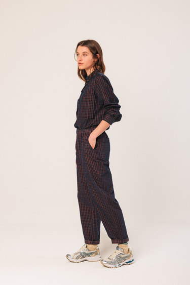 Indi & Cold: Vichy Elastic Micro Corduroy Pant - Marine