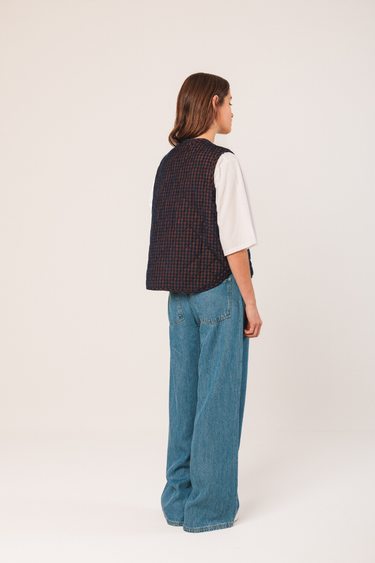 Indi & Cold: Vichy Quilted Micro Corduroy Vest - Marine