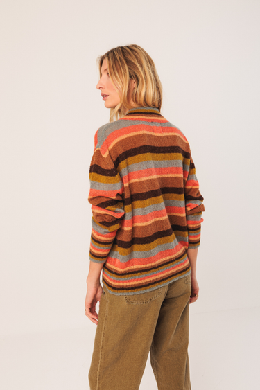 Indi & Cold: Mohair Multicolour Sweater - Coral