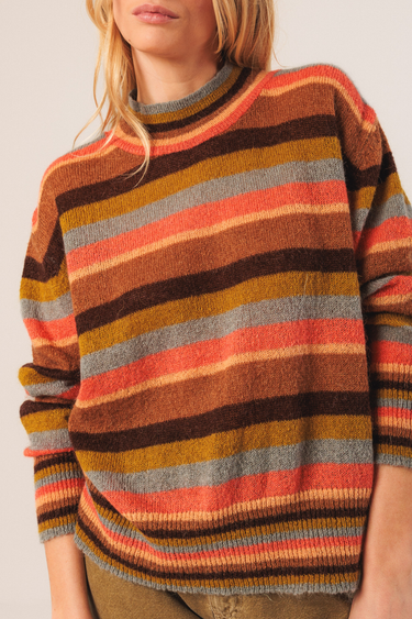 Indi & Cold: Mohair Multicolour Sweater - Coral