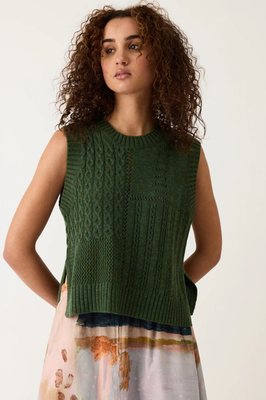 Nancybird: Billie Cable Vest - Cypress Green