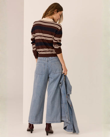 POL : Parrel Knit Polo - Choc/Pebble/Ink