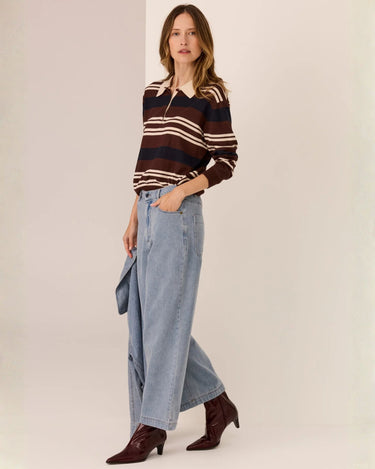 POL : Parrel Knit Polo - Choc/Pebble/Ink