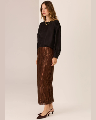 POL : Sequence Beaded Skirt - Choc