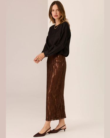 POL : Sequence Beaded Skirt - Choc