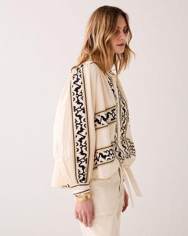 Summum : Embroidered Crispy Poplin Blouse
