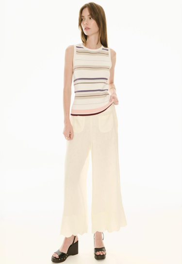 POL : Fey Ribbed Tank - Ivory Multi