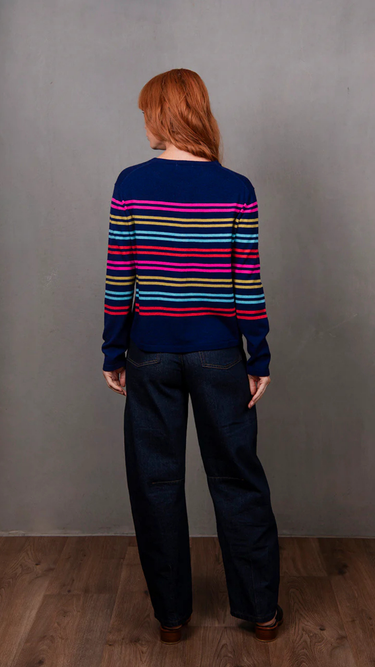 Bridge & Lord : Lucia Cropped Cardigan - Carbon Blue Multi