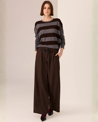 POL : Dara Belted Pant - Choc / Black