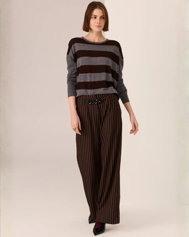 POL : Dara Belted Pant - Choc / Black