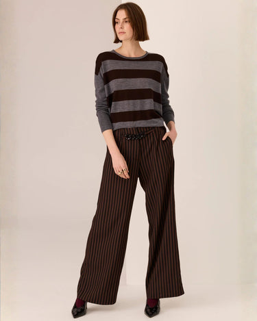 POL : Dara Belted Pant - Choc / Black