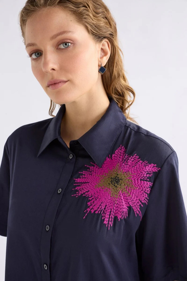 Elk The Label: Eiren Shirt Dress - New Navy/Fuschia