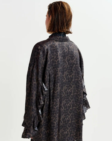 Essentiel Antwerp : Ilorin Oversized Ruffle Shirt - Leopard