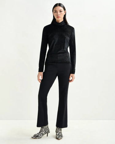 Essential Antwerp : Indienne Velvet Jersey Top - Black