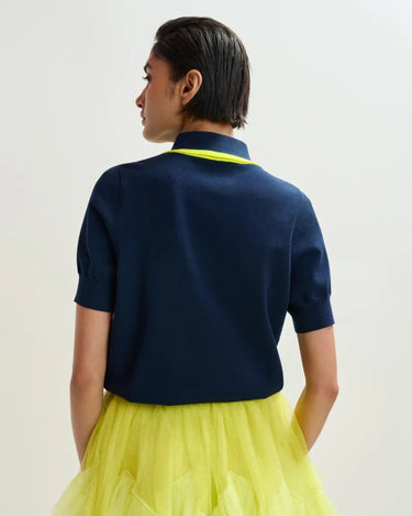 Essentiel Antwerp : Jonda Contrast Colour Polo - Yellow/Navy