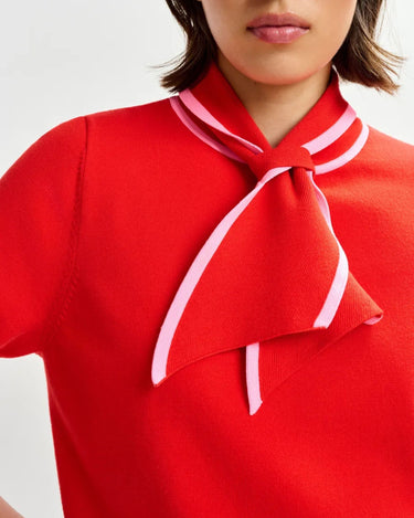 Essentiel Antwerp : Jonda Contrast Colour Polo - Pink/Red