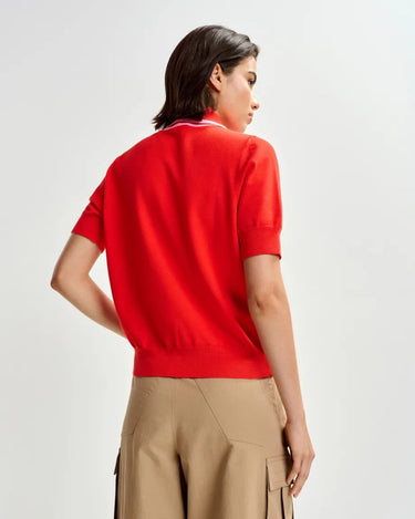 Essentiel Antwerp : Jonda Contrast Colour Polo - Pink/Red