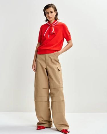Essentiel Antwerp : Jonda Contrast Colour Polo - Pink/Red