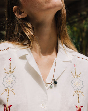 Indi & Cold : Embroidered Panel Shirt - Cream