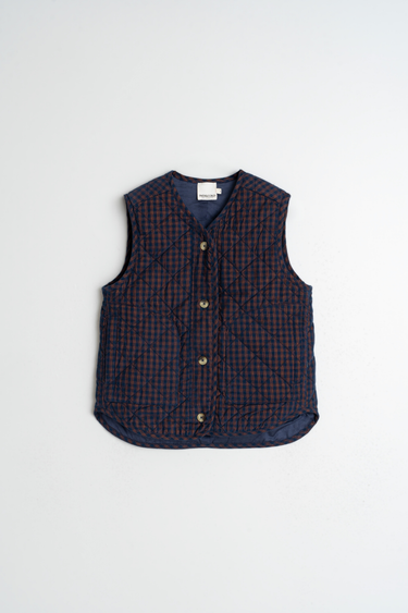 Indi & Cold:  Vichy Quilted Micro Corduroy Vest - Marine