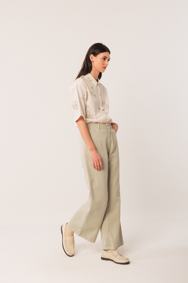 Indi & Cold:  Wide Leg Pants - Cream