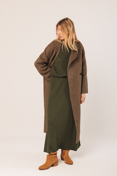 Indi & Cold:  Wool Coat - Check