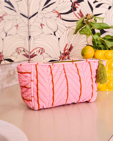 Kip & Co : Velvet Toiletry Bag - Wategos Soiree Stripe