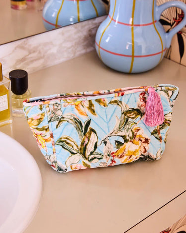 Kip & Co : Velvet Toiletry Bag - Somerset Blue Velvet