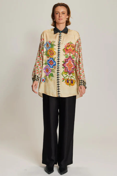 ME369: Ella Boyfriend Shirt - Black Denim