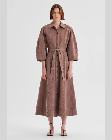 Morrison : McKenna Stripe Dress - Chocolate