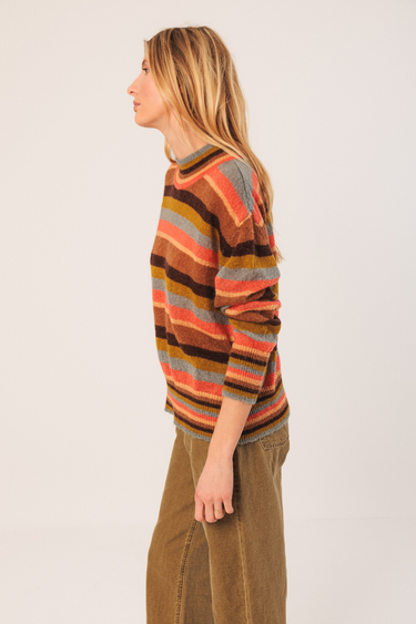 Indi & Cold:  Mohair Multicolour Sweater - Coral