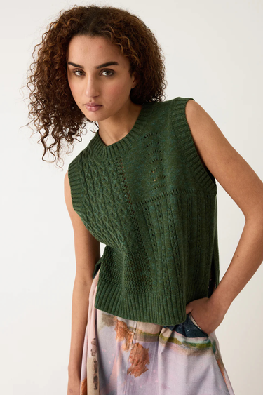 Nancybird: Billie Cable Vest - Cypress Green
