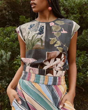 Nancybird :  Sabrina Top - Charcoal Archive Floral