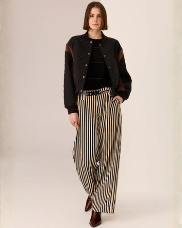 POL :  Cassidy Varsity Jacket - Black/Choc