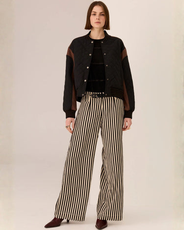 POL :  Cassidy Varsity Jacket - Black/Choc