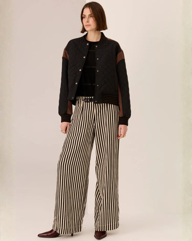 POL :  Cassidy Varsity Jacket - Black/Choc
