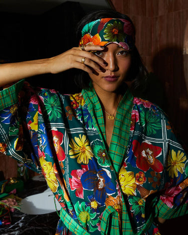 Sage x Clare : Ines Silk Eye Mask - Verdant