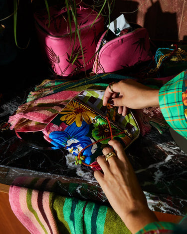 Sage x Clare : Ines Silk Pouch - Verdant