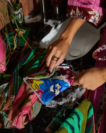 Sage x Clare : Ines Silk Pouch - Porcelain