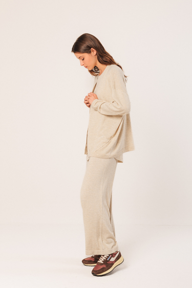 Indi & Cold: Seawool V Neck Jacket - Beige