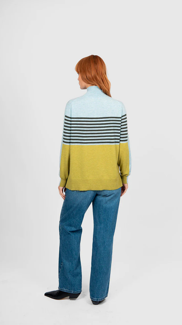 Bridge & Lord : Stripe and Colour Block Tunic - Citrine / Olive / Aqua