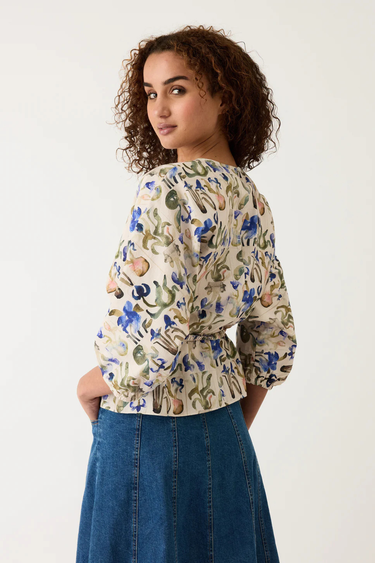 Nancybird: Zephyr Blouse - Colourway Blue Watercolour