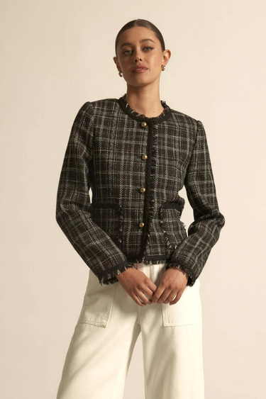 Zoe Kratzmann: Quill Jacket - Black Porcelain Check
