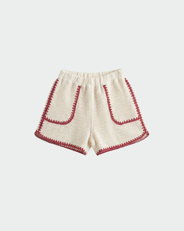Indi & Cold : Crochet Shorts- Red / Cream