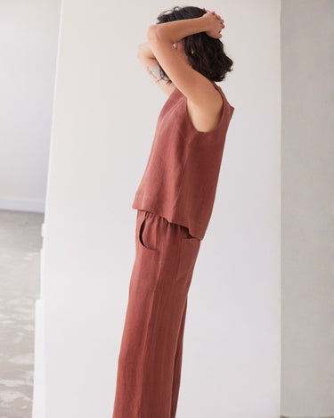 Eva's Sunday : Bowie Wide Leg Pant - Brick