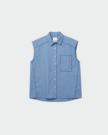 Indi & Cold : Sleeveless Cotton Shirt - Blue
